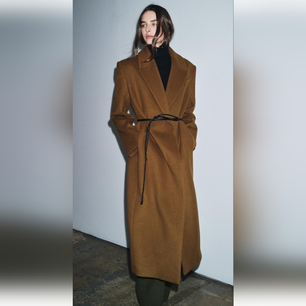 ZARA ZW COLLECTION TAUPE/BROWN ITALIAN WOOL BLEND COAT ✨️✨️✨️